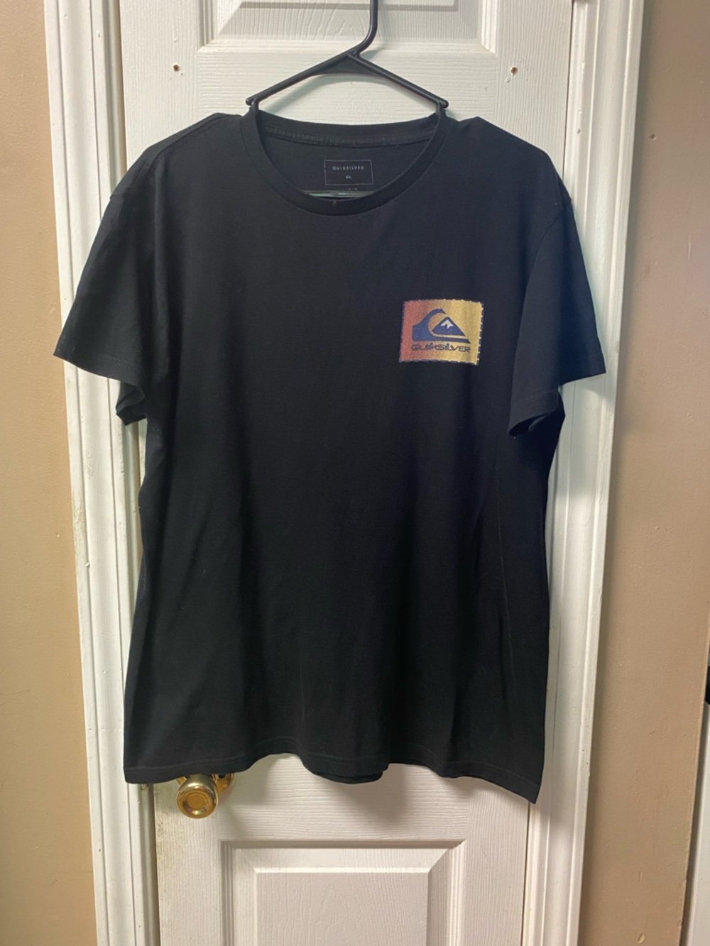 Quiksilver Black Short-Sleeve Tee with Multicolor Chest Logo